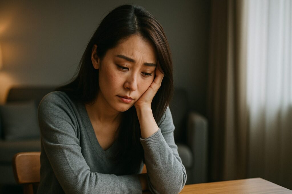 悩む様子の女性