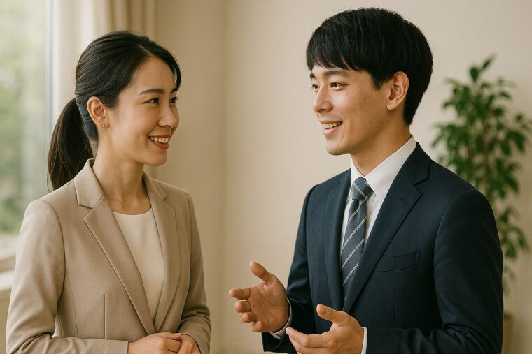男女が会話する様子