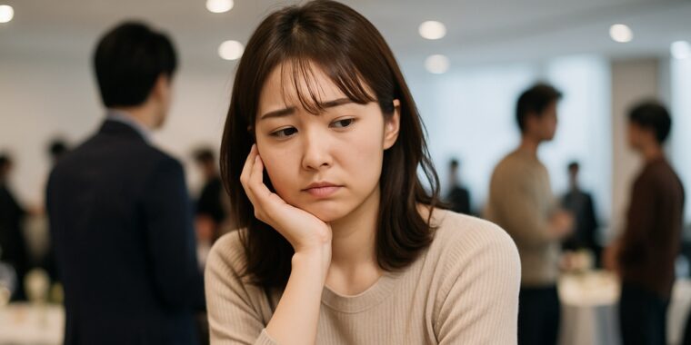 悩む様子の女性